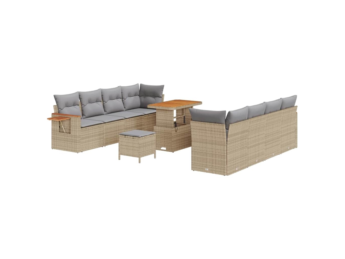 Maison Exclusive - Conjunto De Sofás De Jardín Con Cojín 12 Pcs Beige Y Gris Claro