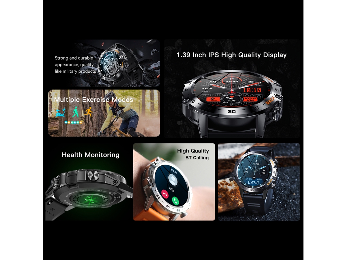 Reloj Deportivo Inteligente K52 Con Pantalla Táctil Ips De 1,39 Pulgadas, Resistente Al Agua Ip67, Bluetooth, Llamadas, Monitor De Oxígeno En Sangre,