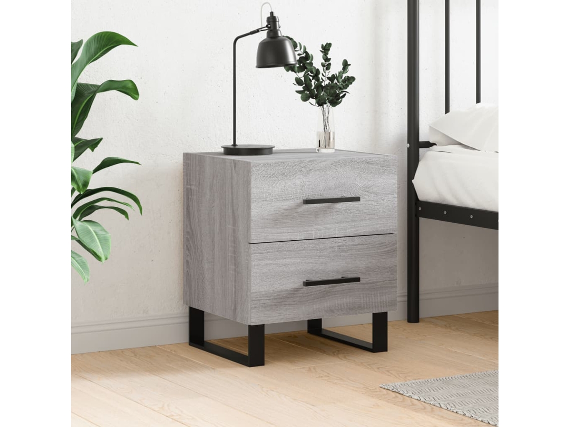 Mesita de Noche 40X35X47,5 Cm Derivados Madera Sonoma Gris