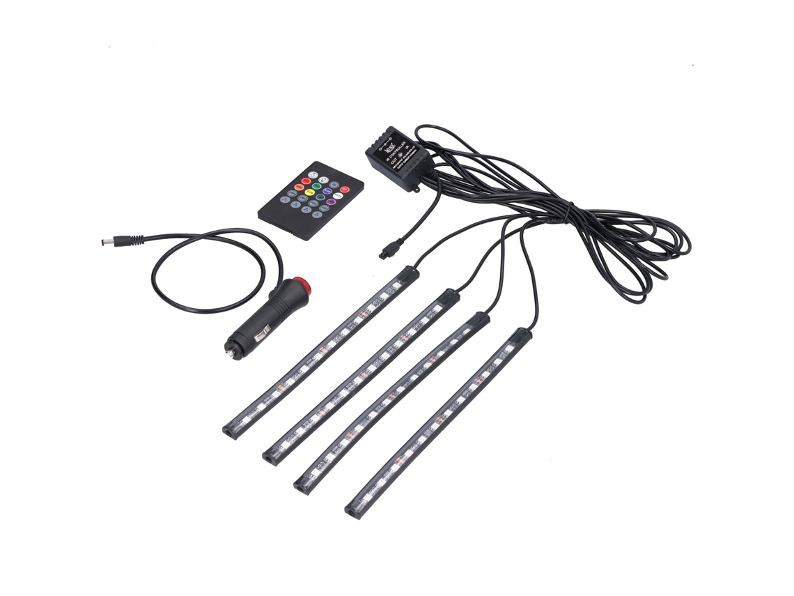 Yncm2026-luz De Interiores Para Coche Led Rgb Con Control Remoto Y Música, 48 Leds Impermeable Ip65, Plug And Play Para Decoración Automotriz