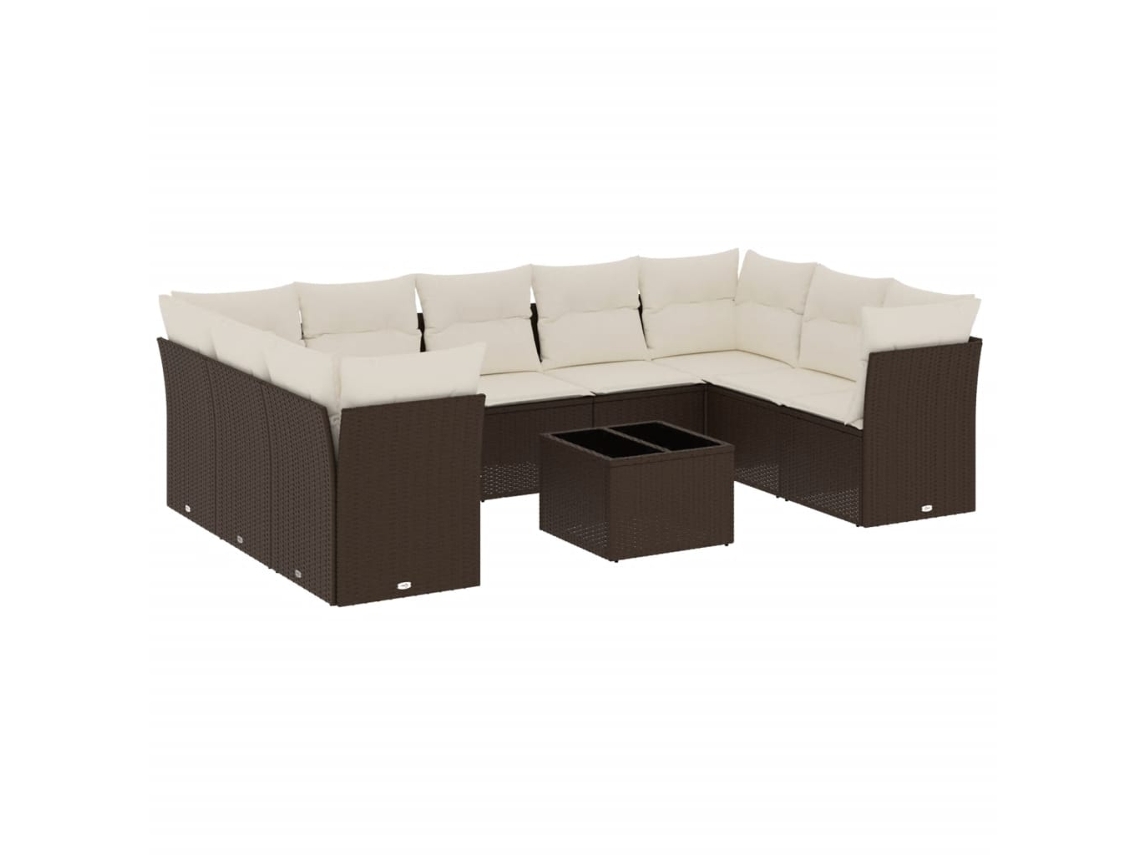 Maison Exclusive - Set De Sofás De Jardín 10 Pzas Y Cojines Ratán Sintético Marrón