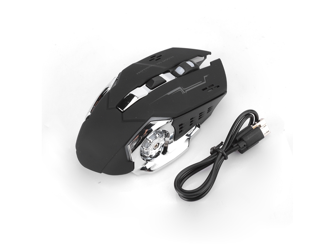 Ratón Inalámbrico Para Juegos Con Carga Usb Silenciosa E Iluminación, Alcance De 10 Metros, Color Negro.
