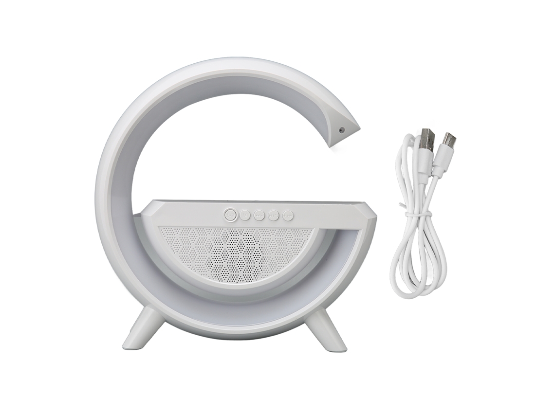 Alto-falante Bluetooth Com Luz Noturna Carga Sem Fio 10w Regulável Fm Usb Aux Para Quarto