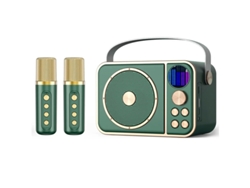 Mini máquina de karaoke inalámbrica Bluetooth con micrófono dual y altavoz para fiestas infantiles, color verde Yizhood