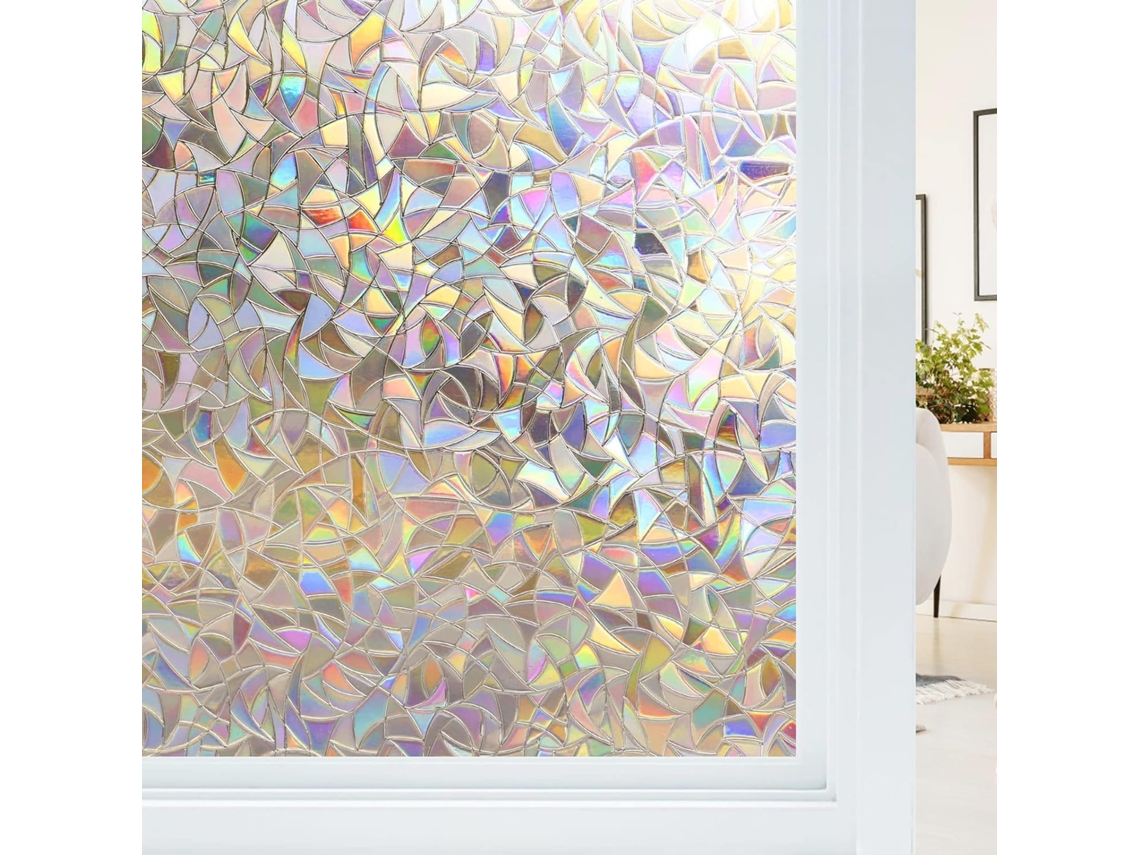 Película para ventanas de privacidad, adhesivo colorido para ventanas, película estática 3D para vidrio (45 cm x 200 cm) Especificaciones.