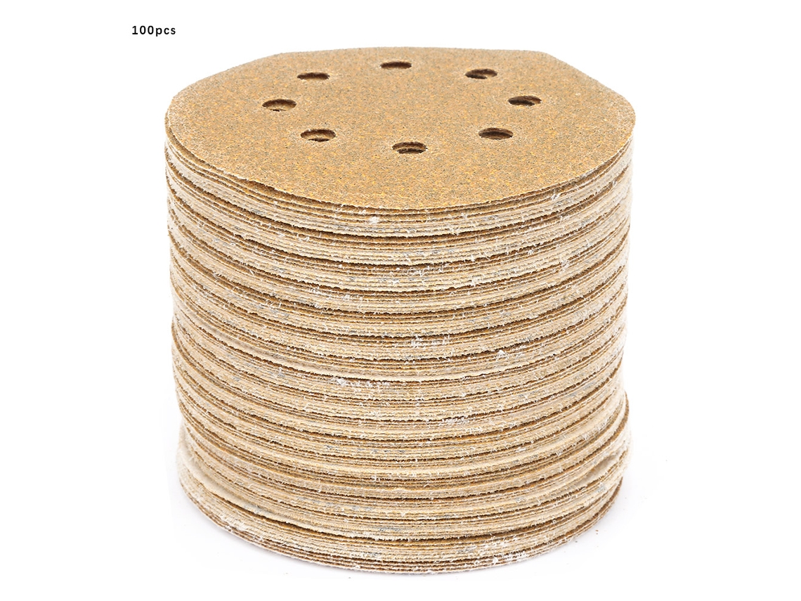 100 Discos De Lijado De 5 Pulgadas Y Grano 60 Con 8 Agujeros Y Velcro Para Lijadora Redonda.