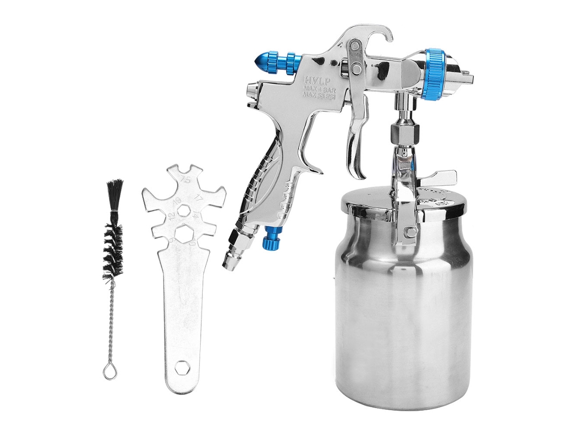 Pistola de pintura pneumática HVLP com alimentação inferior, bico de 1,7 mm, ferramenta pneumática