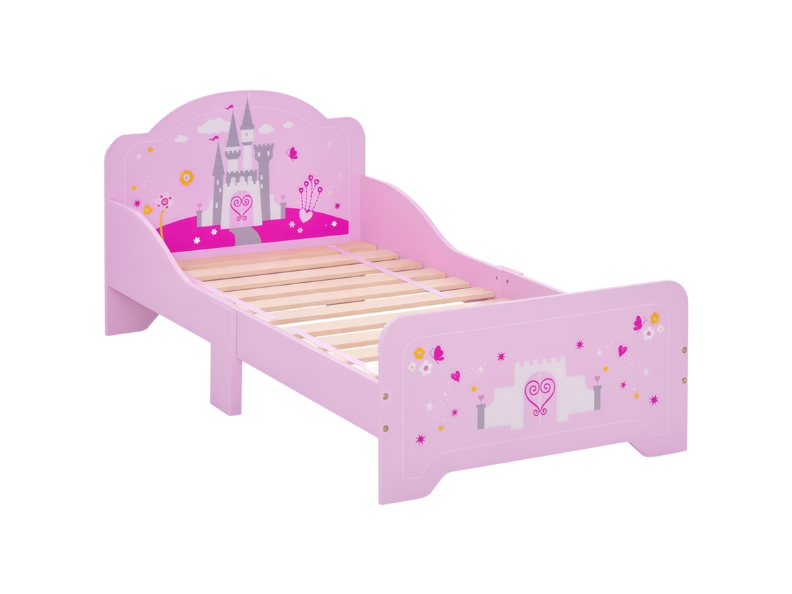 Cama Infantil Para +3 Años Cama Para Niños De Madera Con Barreras De Protección Carga Máx. 50 Kg 143x73x60 Cm Rosa