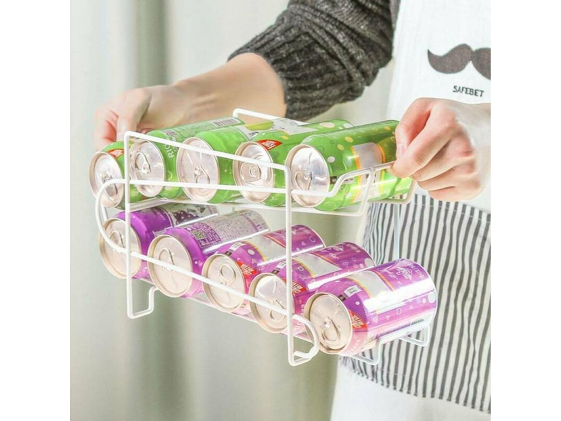 VVJIJILLY Organizador De Latas De Bebidas Com Rodas, Prateleira De 2 Níveis Para Frigorífico Ou Despensa