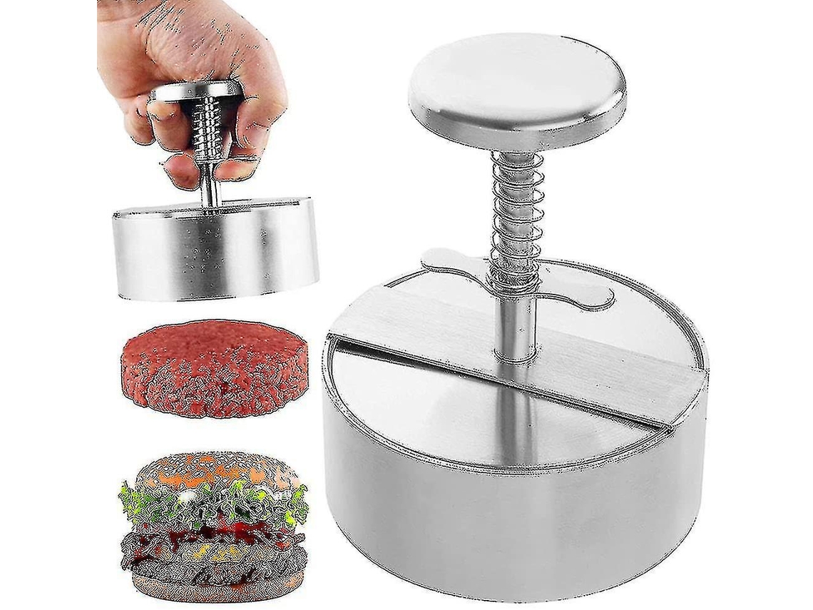 Prensa para hamburguesas de acero inoxidable, molde ideal para barbacoas y para cocinar.