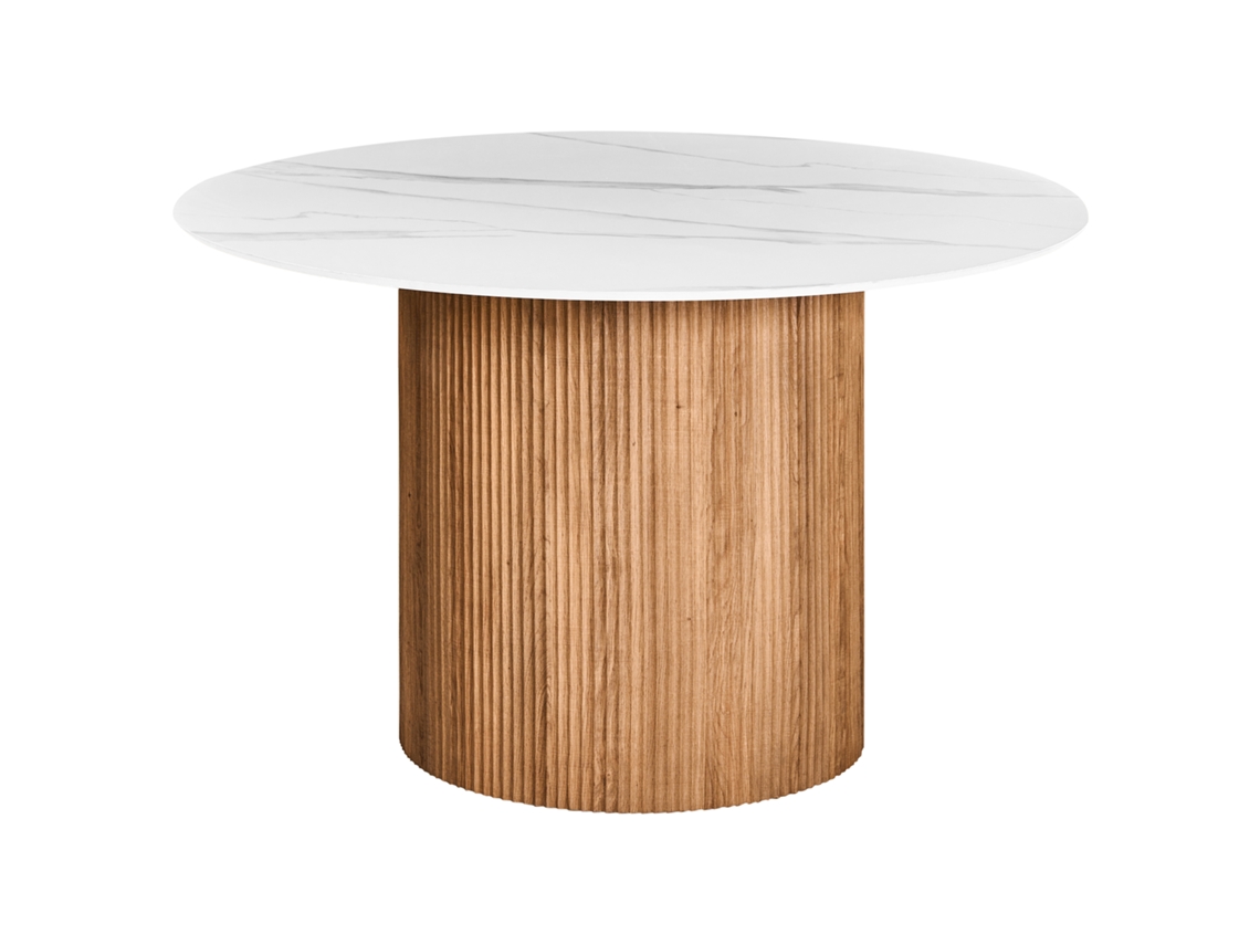 Mesa de comedor Beliani Albina de piedra sinterizada blanca (120 x 120 x 75 cm)