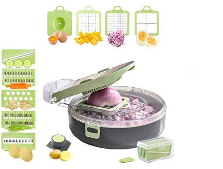 Picadora de verduras 9 en 1, picadora de 9 cuchillas, cortadora de verduras, picadora de cocina, picadora de verduras, picadora de alimentos BISBISOUS