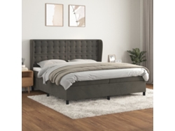 Cama Box Spring Con Colchón Terciopelo Gris Oscuro 200x200 Cm