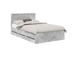 Maison Exclusive - Estructura De Cama Gris Concreto 135 X 190 Cm Madera Ingenieril