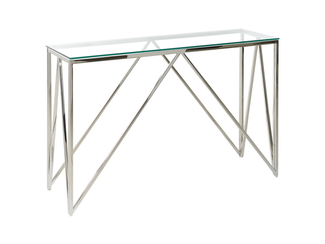 Aparador de estilo glamuroso BELIANI Weso de Vidrio templado Plateado 120x40x78