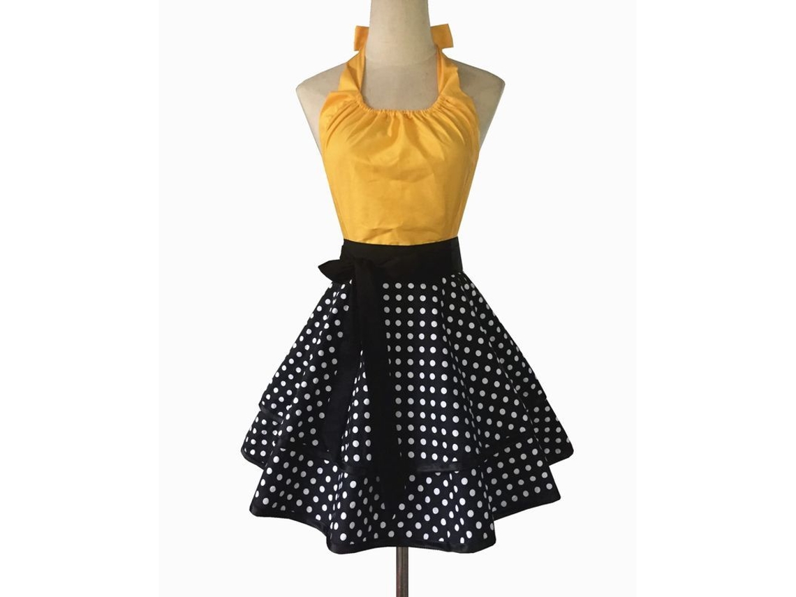 2026da-delantal Vintage Cute Para Mujeres Con Bolsillo Amarillo De Algodón Cómodo Y Duradero