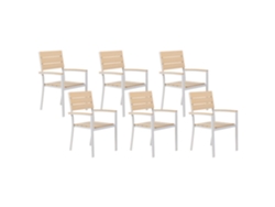Conjunto de 6 sillas BELIANI Como de Madera plástica Beige 55x55x90