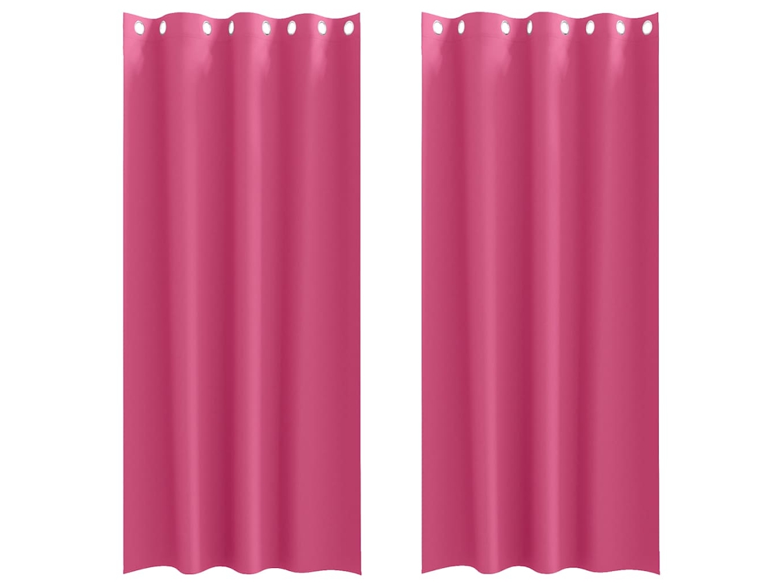 Maison Exclusive - Cortinas Opacas Con Anillas 2 Pcs Rosa Brillante 260 X 140 Cm