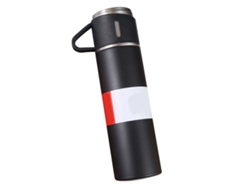 Juego De Botellas Térmicas De Acero Inoxidable De 500 Ml Con 3 Tapas Para Viajes Al Aire Libre - Negro