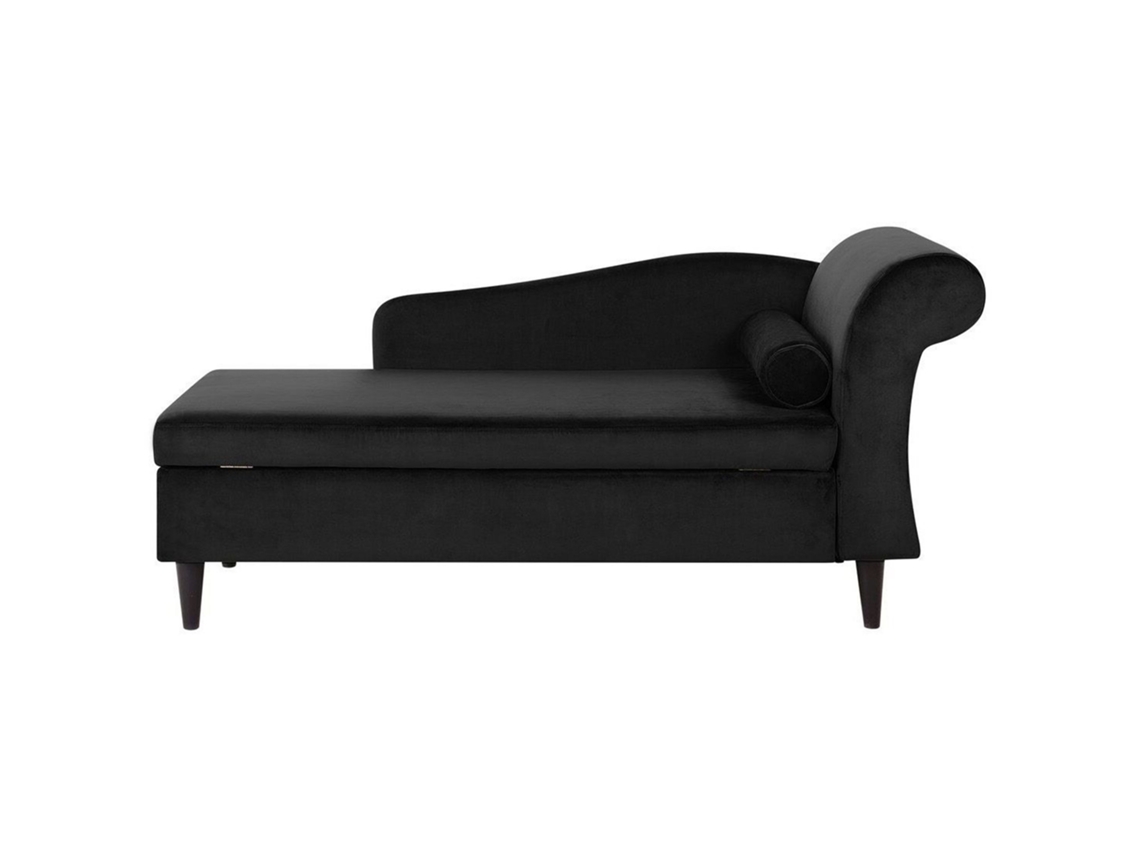 Chaise longue derecho BELIANI Luiro de Terciopelo Negro 160x70x77