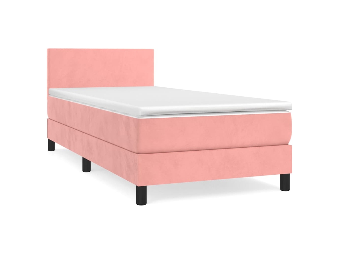 Maison Exclusive - Cama Box Spring Con Colchón Terciopelo Rosa 80x200 Cm