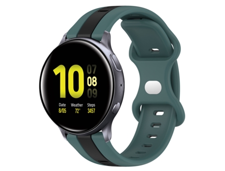 Correa de reloj inteligente para Samsung Galaxy Watch Active 2 40 mm 20 mm Hebilla de mariposa de silicona bicolor (verde + negro)