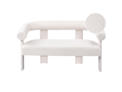 Beliani Ilbro De Bouclé Sofá 2 Plazas Blanco Crema 138x68x76