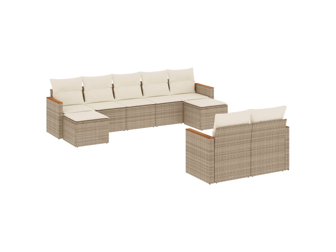 Maison Exclusive - Set De Sofás De Jardín 9 Pzas Con Cojines Ratán Sintético Beige