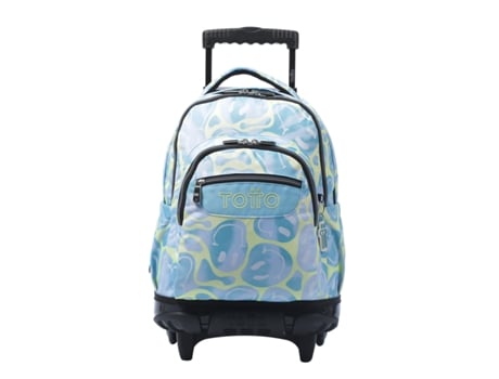 Mochila Escolar Con Ruedas Azul Happy Flow Renglones TOTTO