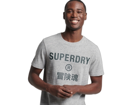 Camiseta para Hombre SUPERDRY (S - Algodón - Gris)