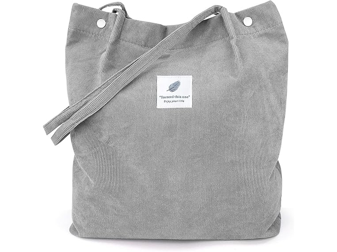 Bolso de pana para mujer, gran capacidad, reutilizable, con bolsillo interior, bolso de hombro adecuado para secadora de ropa.