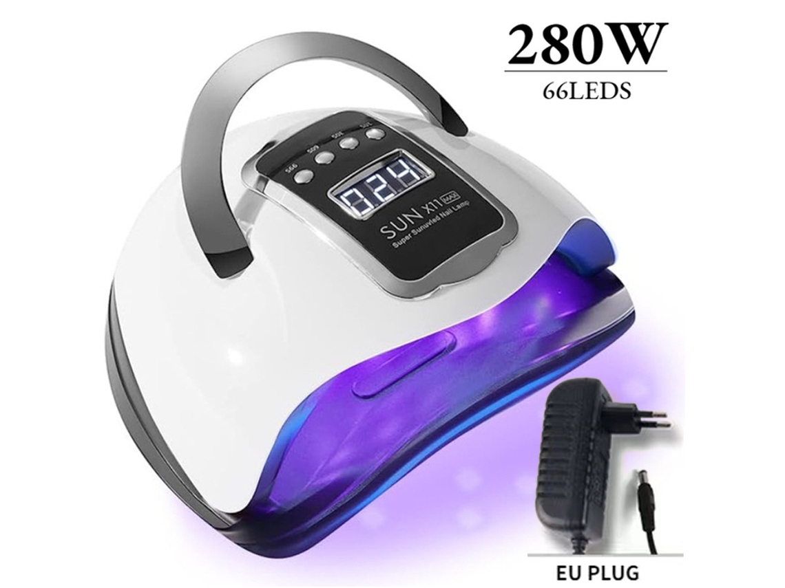 Lámpara De Uñas Led Uv De 280 W, Secador De Esmalte De Uñas, 66 Perlas Led Y Sensor Automático Blanco. Siurn