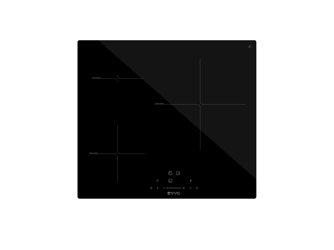 Evvo Placa Inducción V61, 3 Zonas, Potencia Máx 7200w, 9 Niveles, Máx 30 Cm, Táctil
