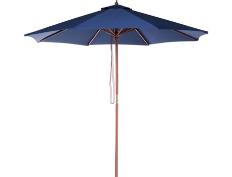 Sombrilla de poliéster azul marino/madera oscura 270 cm BELIANI Toscana