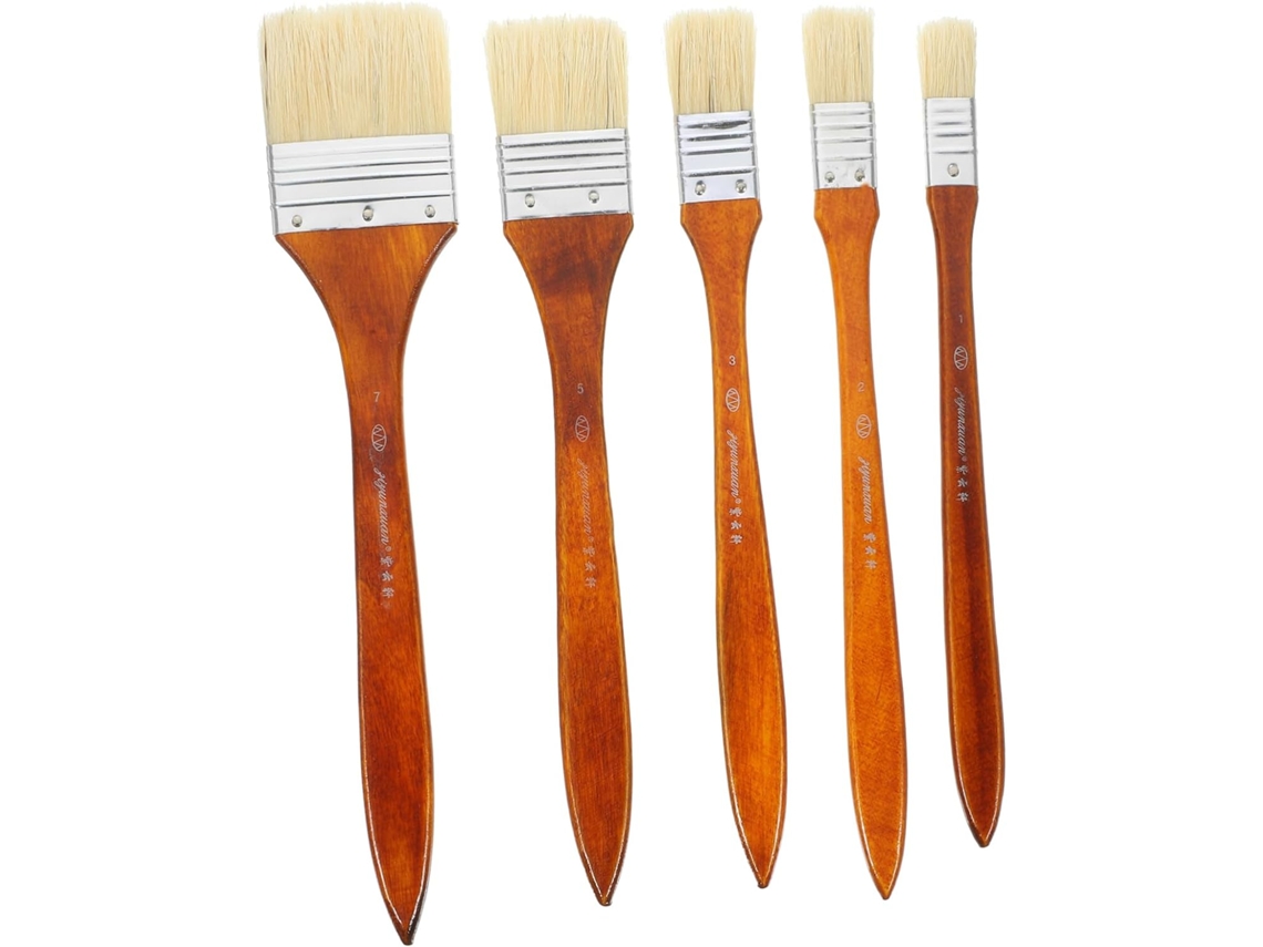 Juego de 5 pinceles para pintura al óleo, fabricados en material sintético, ligeros e ideales para aficionados.