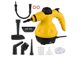 Limpiador a vapor portátil de 1000 W y 220 V con 8 accesorios de limpieza para azulejos, fregaderos, encimeras y asientos de coche (amarillo)
