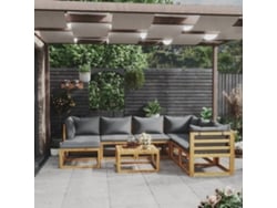 Conjunto de salón de jardín de 8 piezas con cojines de madera maciza de acacia, Dkd Home Decor