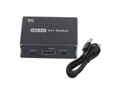 Conmutador De Interfaz Multimedia Hd 2x1 De 48 Gbps 8k 60 Hz Para Hdtv, Proyector Y Ordenador.
