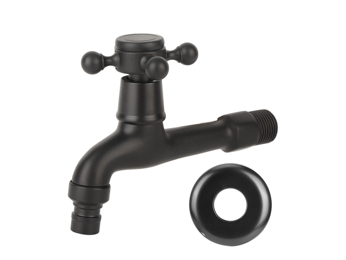 Grifo de baño retro de un solo orificio, grifo de pared para fregona con manija en forma de cruz.