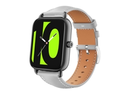 Bracelete Para Xiaomi Haylou Rs4 Plus Ls11 / Ls12 - Couro Preto - Cabeça Chata (20mm) Cinza