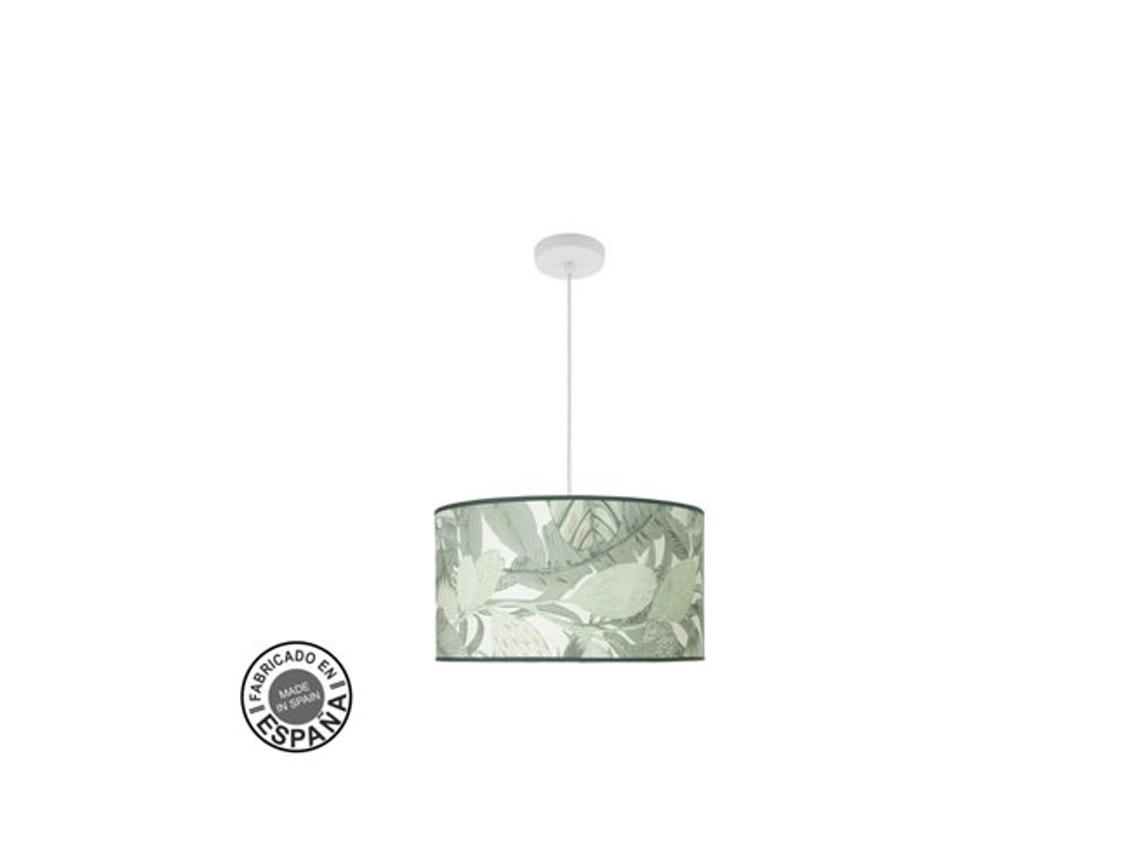 Colgante Moda 2xe27 Blanco/hoja Verde Regx40x40cm C/difusor