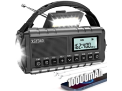 Radio de emergencia portátil Mdug, SOS, con luz de lectura y batería recargable de 10000 mAh, resistente al agua (negra)