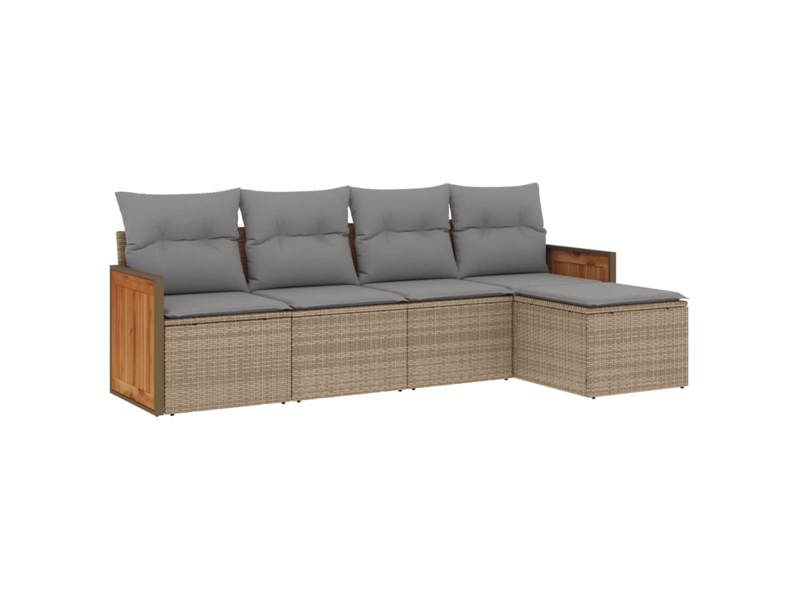 Maison Exclusive - Juego De Sofás Jardín Con Cojines 5 Pzas Ratán Sintético Beige