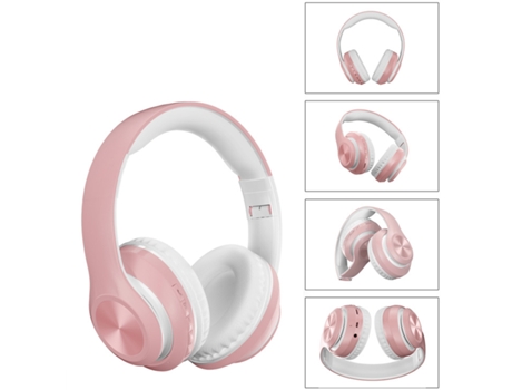 Auriculares Bluetooth Sobre la Oreja Auriculares Inalámbricos con Micrófono Estéreo Hifi Auriculares Inalámbricos Plegables y Ligeros Rosa CHRONUS