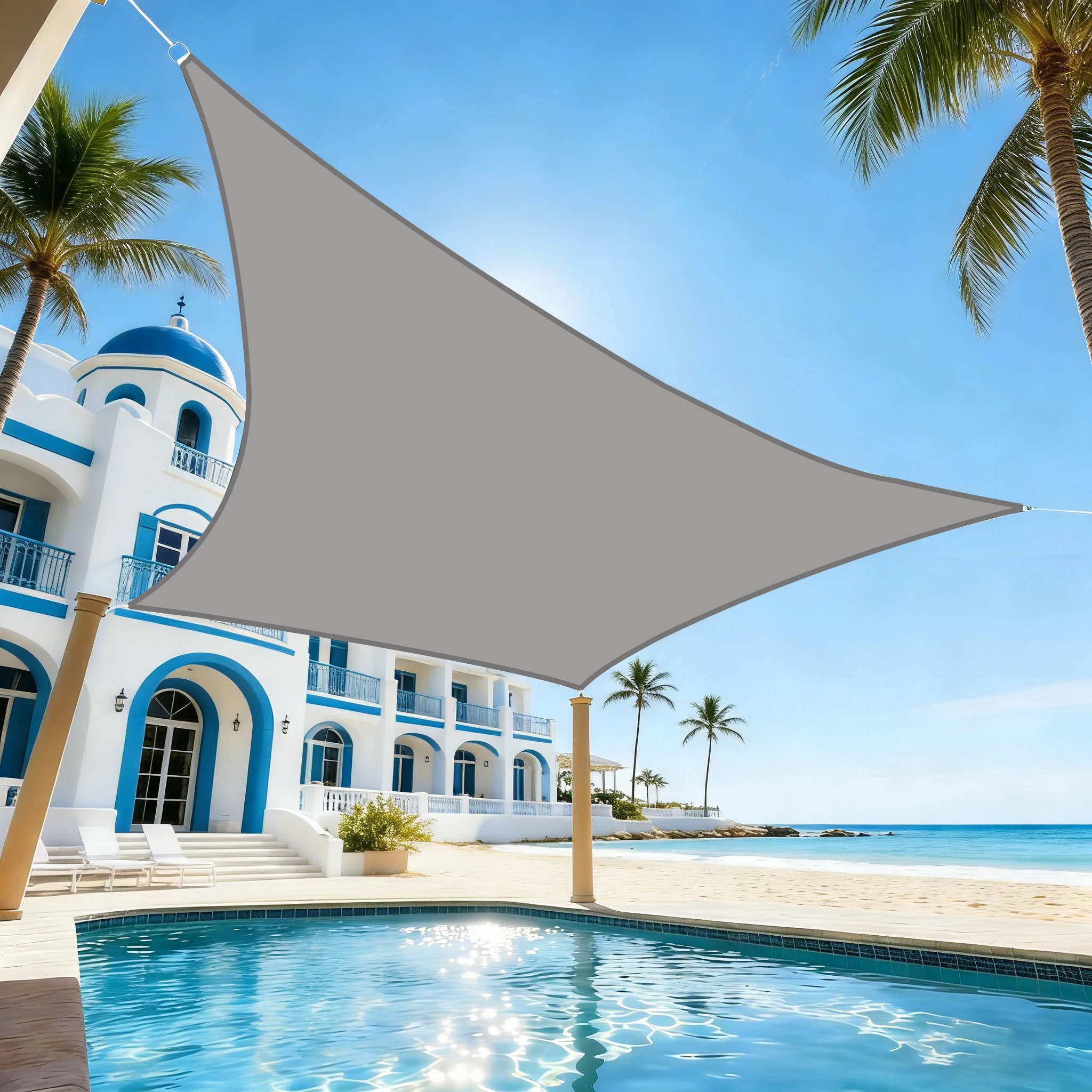 (gris, 400x400cm) Toldo Impermeable, Transpirable De Alta Densidad, Con Protección Uv Del 95%, Apto Para Patios Y Jardines.