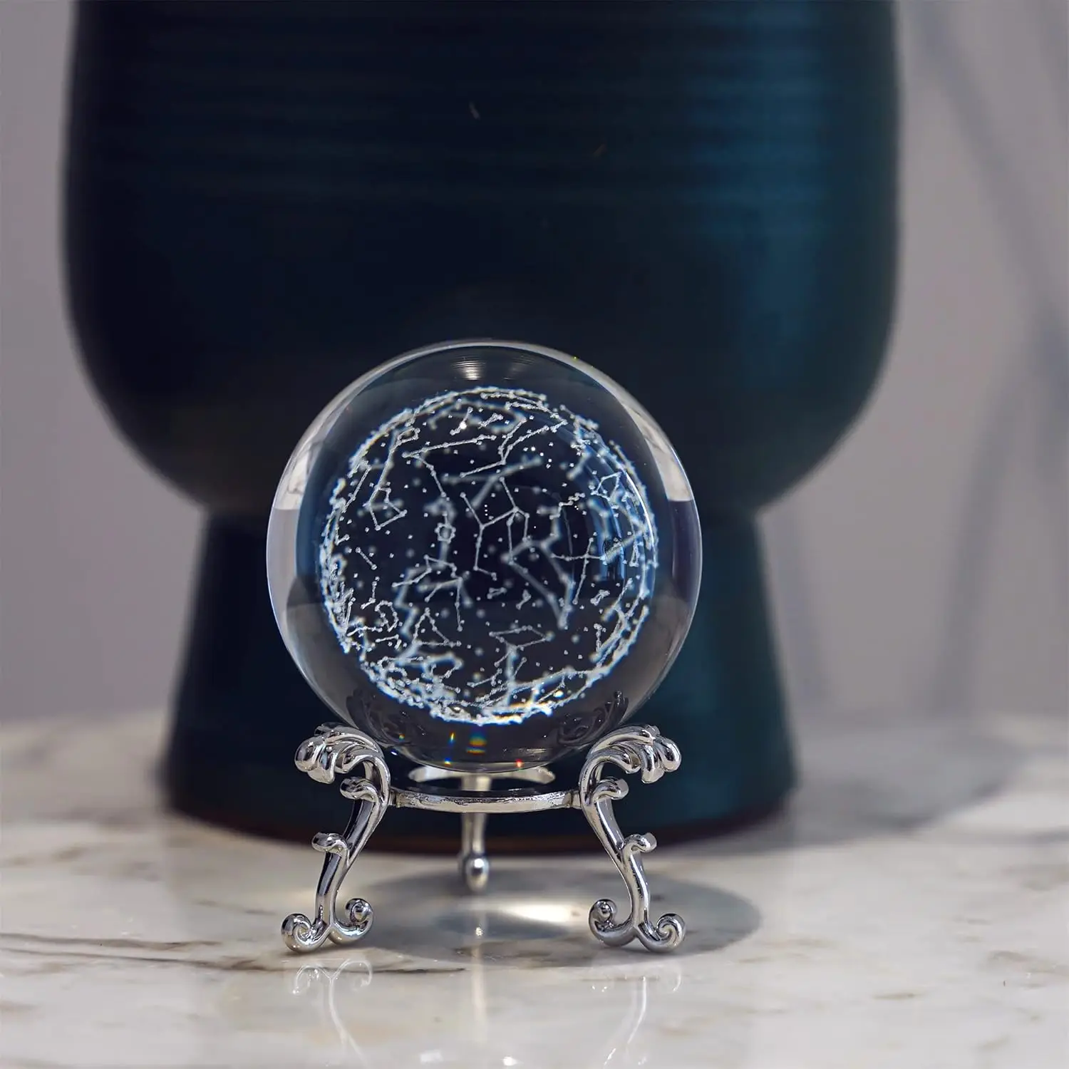 Bola De Cristal De Constelación Grabada Con Láser En 3d De 6 Cm (6 Cm Con Base)