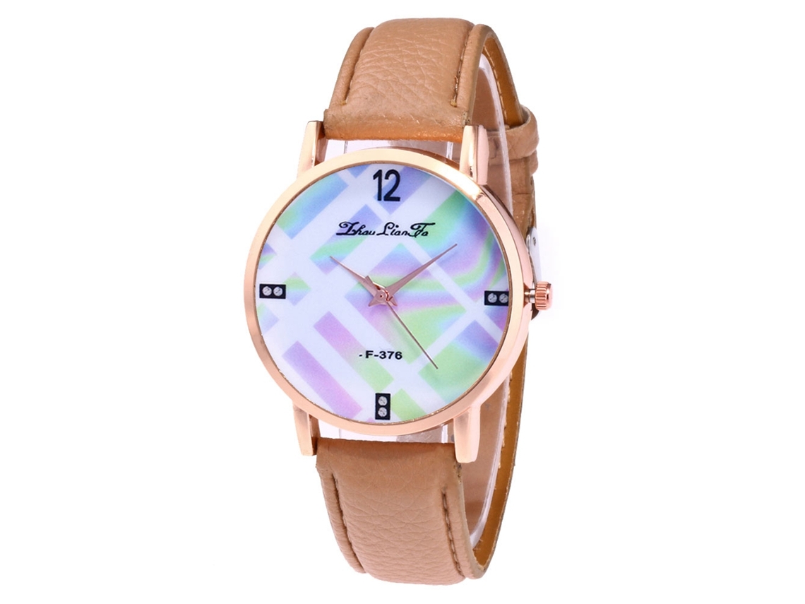 Reloj De Moda Casual Unisex De Cuarzo Con Correa De Cuero Zhoulianfa(amarillo Claro)