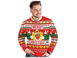 Jersey Navidad Reno Merry Christmas rojo para hombre