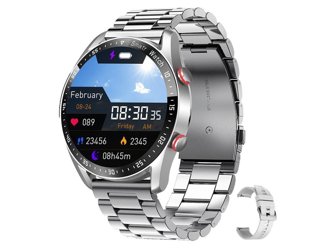 Reloj inteligente Yunzii con Bluetooth, monitoreo de salud de 1.3 pulgadas, para hombres/mujeres, plateado.