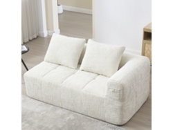 Sofá para dos personas, no necesita montaje, con cojín, bolsillos laterales para mando a distancia y teléfono, elegante Mobrio beige.